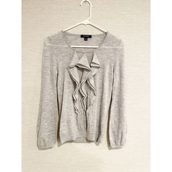 Ann taylor cashmere ruffle sweater gray - Picture 1 of 4